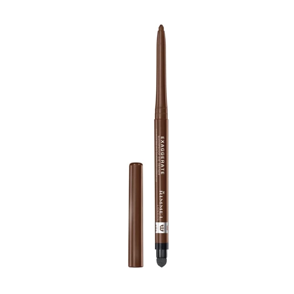 Rimmel London Exaggerate Waterproof Eye Definer Eyeliner, Highly Pigmented, Long-Wearing, Built-In Smudger, 212, Rich Brown, 0.01oz