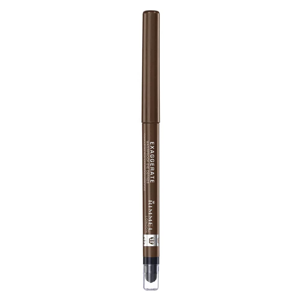 Rimmel London Exaggerate Waterproof Eye Definer Eyeliner, Highly Pigmented, Long-Wearing, Built-In Smudger, 212, Rich Brown, 0.01oz