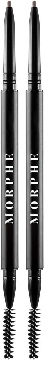 Morphe Micro Dual Eyebrow Pencil - Dual-Ended Brow Pencil Featuring a Retractable, Ultra-Precise, Pointed Tip - Richly Pigmented, Smooth-Gliding, Long-Lasting Wax Formula - Chocolate Mousse (0.003 oz)