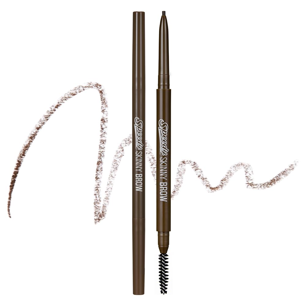 PERIPERA Speedy Skinny Brow (09 Taupe Brown),1.5mm Precise Eyebrow Pencil, Dual-Sided Fine Tip Shades, Define Fills Brow Make up, K Beauty, Korean Make-up, Safe for Sensitive Skin