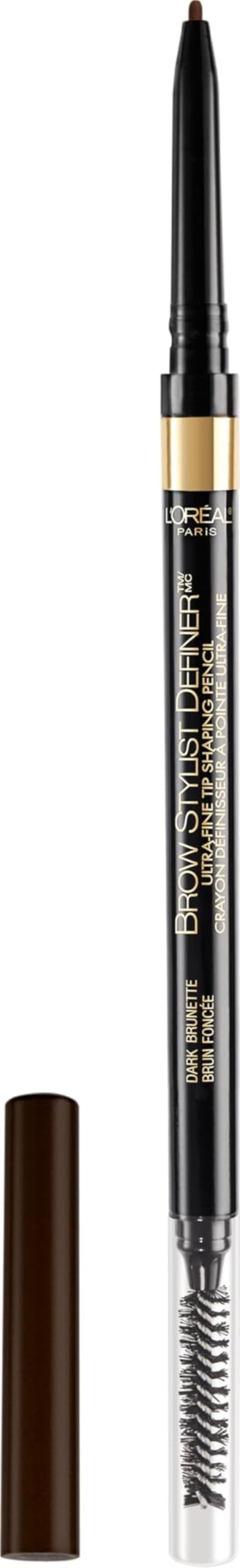 L'Oreal Paris Makeup Brow Stylist Definer Waterproof Eyebrow Pencil, Ultra-Fine Mechanical Pencil, Draws Tiny Brow Hairs and Fills in Sparse Areas and Gaps, Dark Brunette, 0.11 Ounce (Pack of 2)
