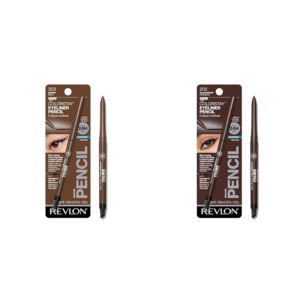 Revlon ColorStay Pencil Waterproof Eyeliner, 202 Black Brown, 0.01 oz