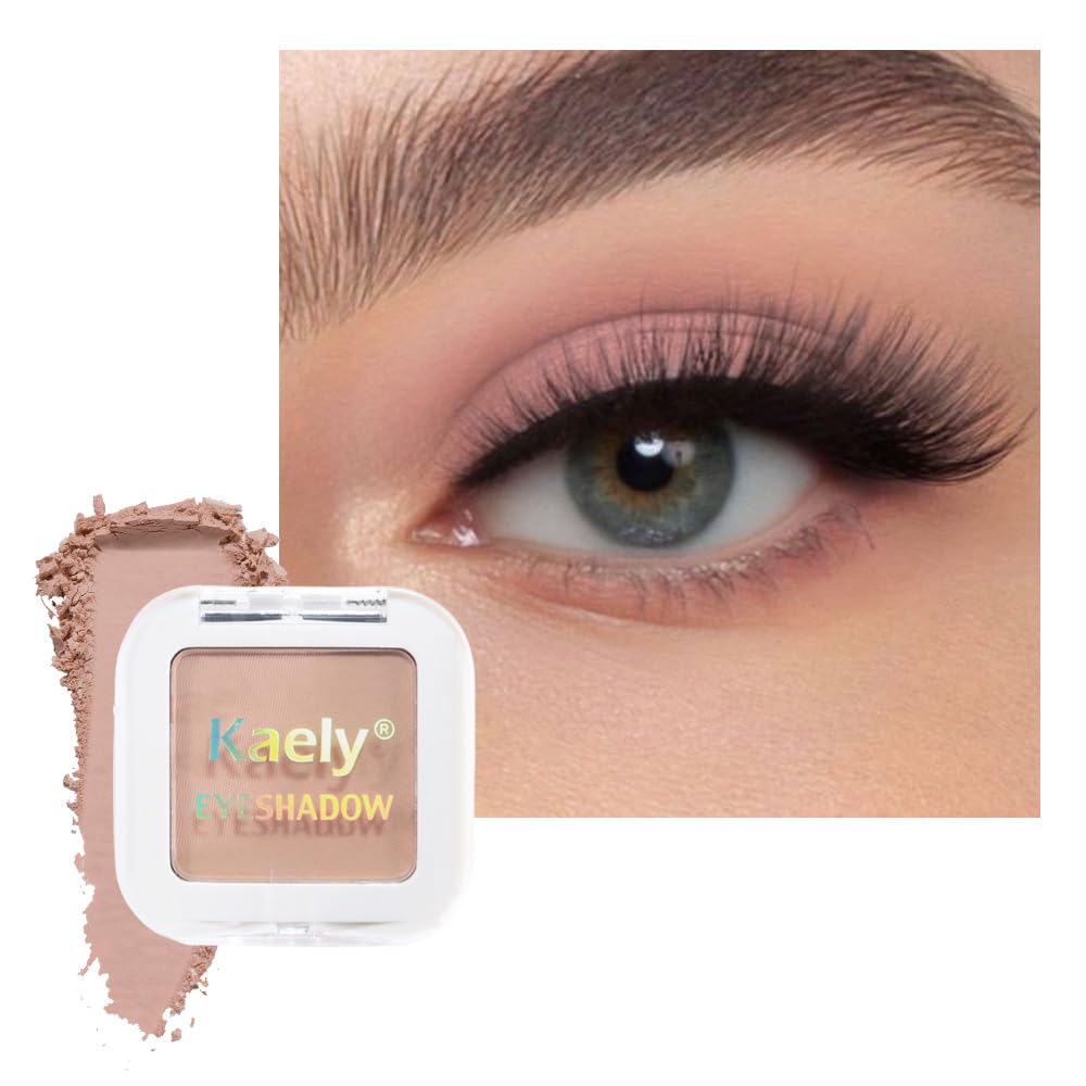 Kaely Dusty Pink Champagne Shimmer Single Eyeshadow Makeup, Rose Gold Neutral Powder Matte Eye Shadow for Older Women, Monochrome Eye Shadow Palette Pigmented Waterproof, Lightweight Blendable, 03