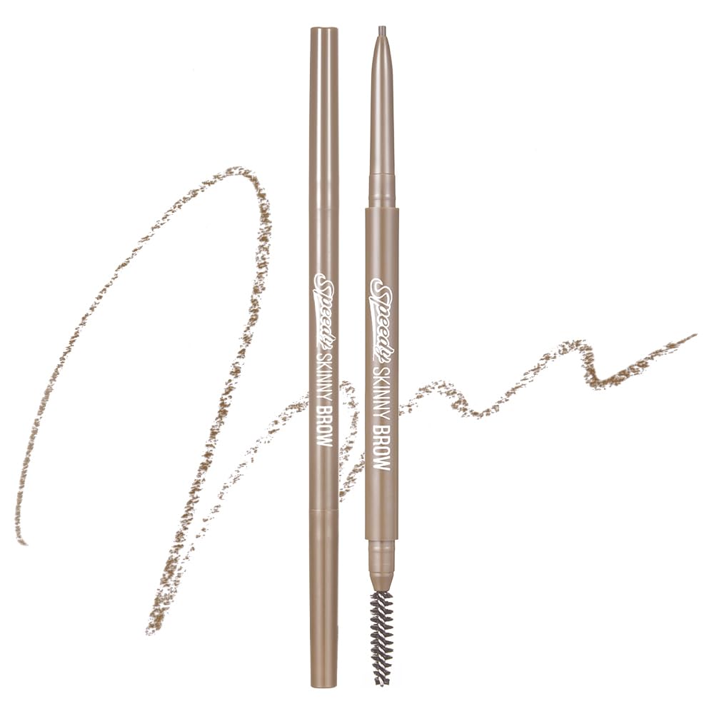PERIPERA Speedy Skinny Brow (09 Taupe Brown),1.5mm Precise Eyebrow Pencil, Dual-Sided Fine Tip Shades, Define Fills Brow Make up, K Beauty, Korean Make-up, Safe for Sensitive Skin