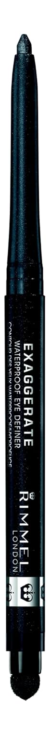 Rimmel London Exaggerate Waterproof Eye Definer Eyeliner, Highly Pigmented, Long-Wearing, Built-In Smudger, 212, Rich Brown, 0.01oz