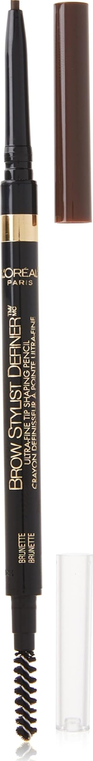 L'Oreal Paris Makeup Brow Stylist Definer Waterproof Eyebrow Pencil, Ultra-Fine Mechanical Pencil, Draws Tiny Brow Hairs and Fills in Sparse Areas and Gaps, Dark Brunette, 0.11 Ounce (Pack of 2)