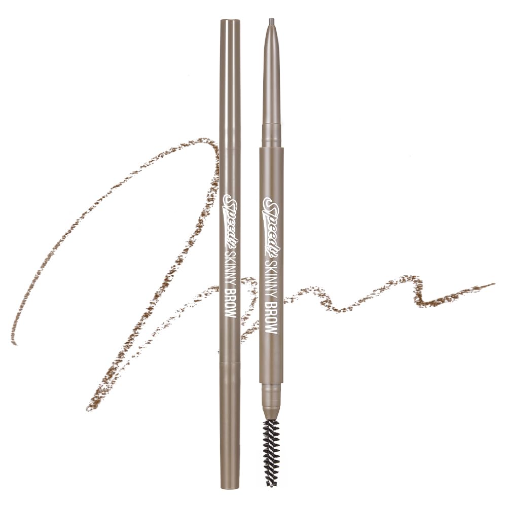 PERIPERA Speedy Skinny Brow (09 Taupe Brown),1.5mm Precise Eyebrow Pencil, Dual-Sided Fine Tip Shades, Define Fills Brow Make up, K Beauty, Korean Make-up, Safe for Sensitive Skin