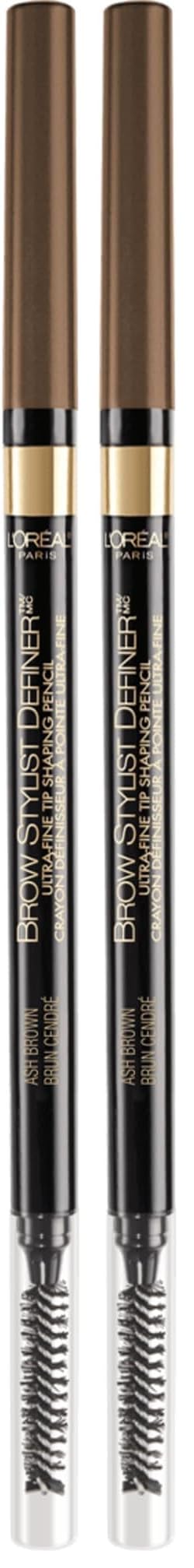 L'Oreal Paris Makeup Brow Stylist Definer Waterproof Eyebrow Pencil, Ultra-Fine Mechanical Pencil, Draws Tiny Brow Hairs and Fills in Sparse Areas and Gaps, Dark Brunette, 0.11 Ounce (Pack of 2)