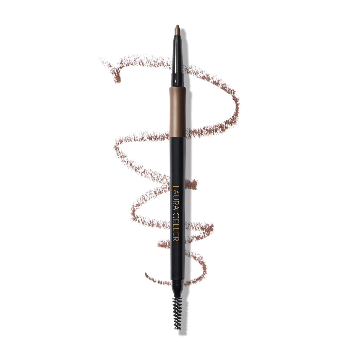 LAURA GELLER NEW YORK INKcredible Waterproof Brow Pencil- Blending Spoolie Brush - Long Lasting Eyebrow Filler (03 Medium Brown)