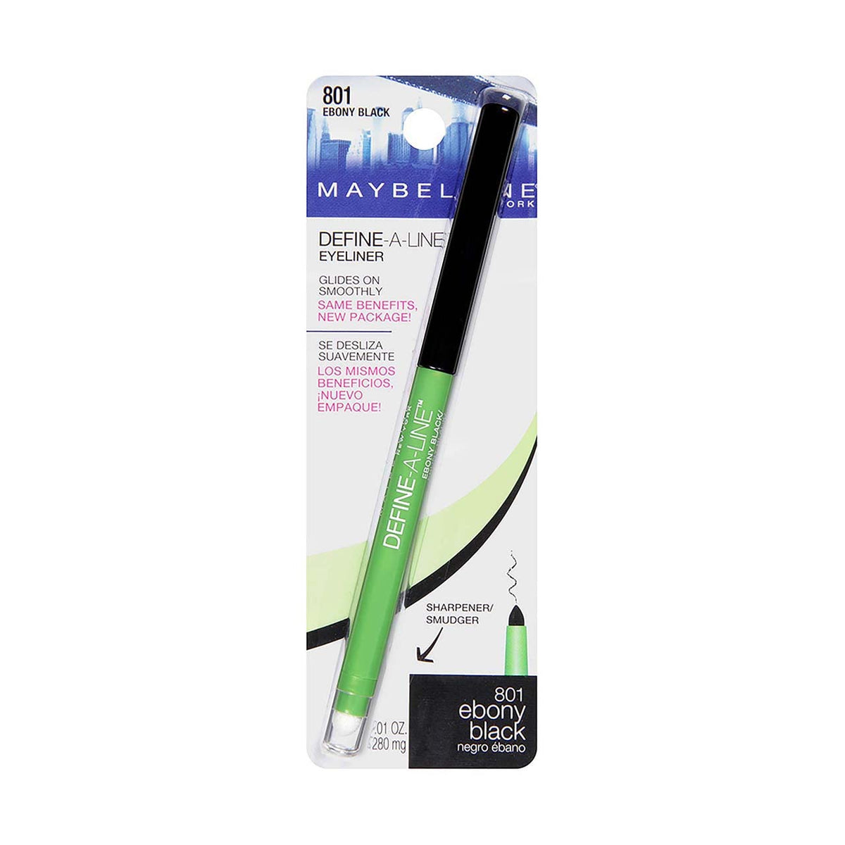 MAYBELLINE New York Define-A-Line Eyeliner, Ebony Black, 0.01 Ounce