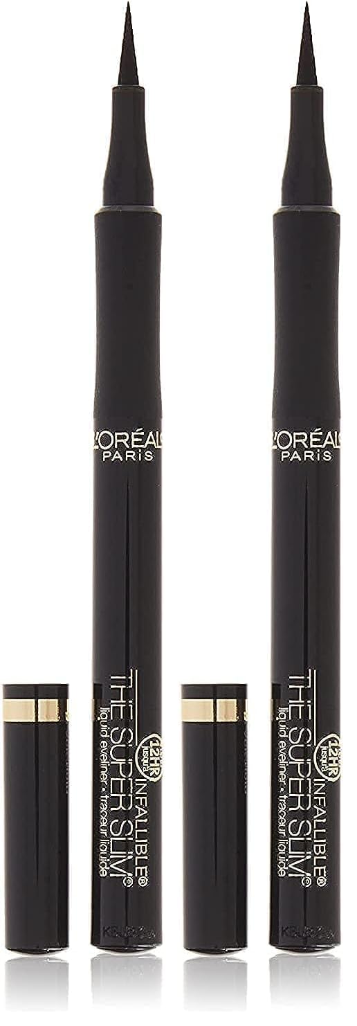 L'Oreal Paris Makeup Infallible Super Slim Long-Lasting Liquid Eyeliner, Ultra-Fine Felt Tip, Quick Drying Formula, Glides on Smoothly, Black, Pack of 1