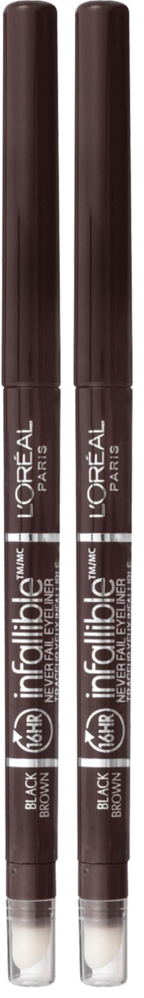 L'Oreal Paris Makeup Infallible Never Fail Original Mechanical Pencil Eyeliner with Built in Sharpener, Brown, 0.008 oz.