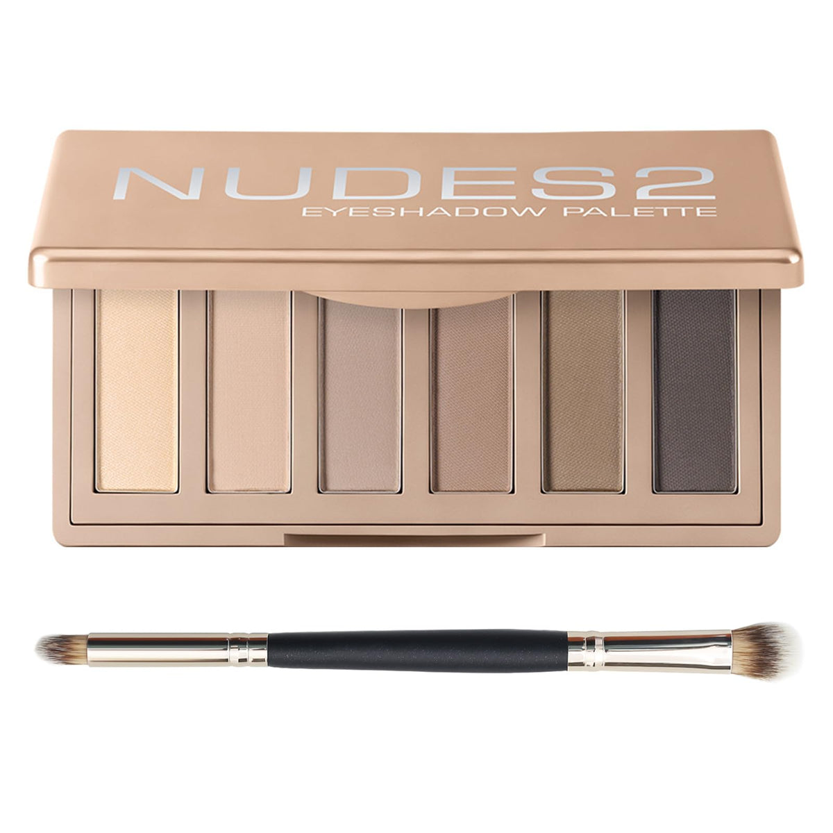 6 Matte Neutral Mini Eyeshadow Palette with Brush - Ultra Blendable Cool-Tone Nude Smokey Eye Shadow Palette, Long-lasting Wear Smooth Texture