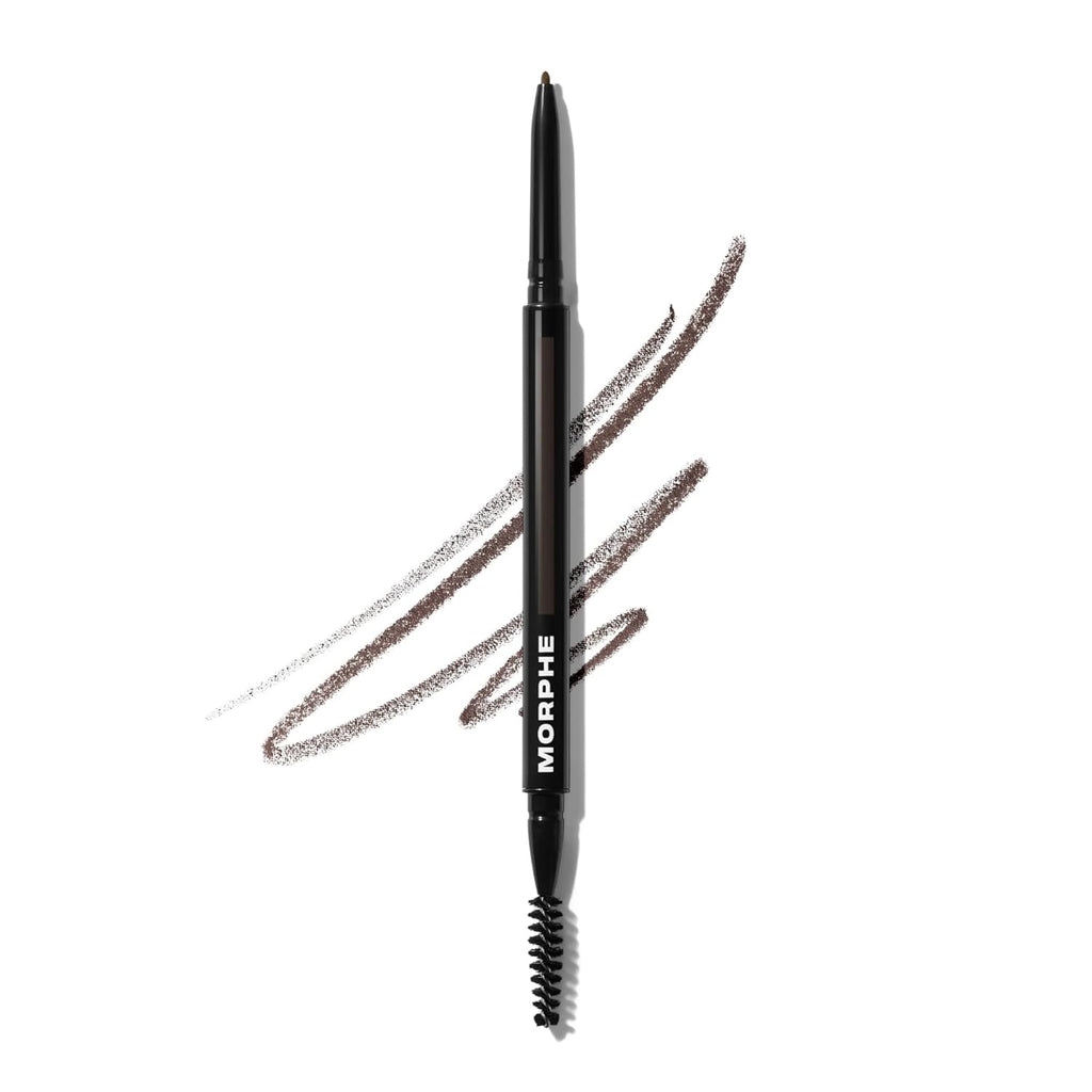 Morphe Micro Dual Eyebrow Pencil - Dual-Ended Brow Pencil Featuring a Retractable, Ultra-Precise, Pointed Tip - Richly Pigmented, Smooth-Gliding, Long-Lasting Wax Formula - Chocolate Mousse (0.003 oz)