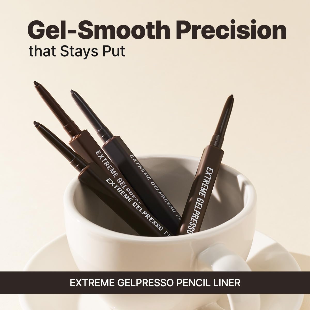 CLIO Extreme Gelpresso Pencil Eyeliner, Gel Smooth Waterproof Formula, High Pigment Color, Smudge Proof Long Wear, Creamy Glide, Tightline Blend Control, Safe for Sensitive Eyes (001 Black Brown)
