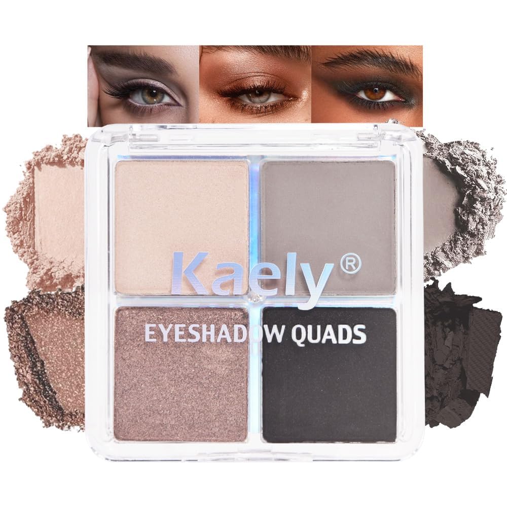 4 Colors Vanilla Nude Eyeshadow Palette, Light Beige Pink Ivory White Quads, Matte & Shimmer Soft Blendable Eye Shadow, Natural Everyday Makeup for Mature Skin, Vegan, Sombras de Ojos