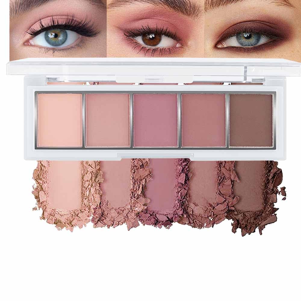 evpct Mauve Taupe Plum Matte Single Eye Shadow Palette Makeup for Older Women, Plum Lavender Purple Natural Cream Eyeshadow Palette for Green Eyes, High Pigment Mini Monochrome Eyeshadow