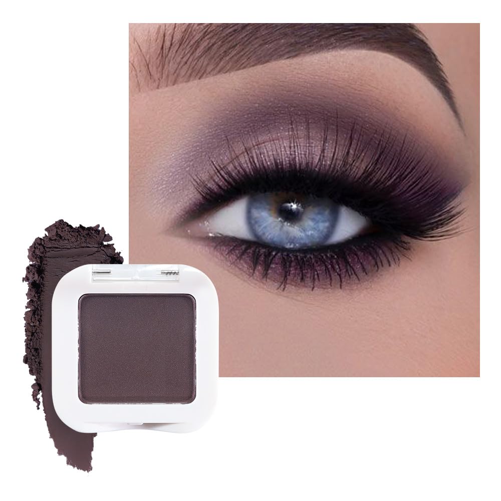evpct Mauve Taupe Plum Matte Single Eye Shadow Palette Makeup for Older Women, Plum Lavender Purple Natural Cream Eyeshadow Palette for Green Eyes, High Pigment Mini Monochrome Eyeshadow