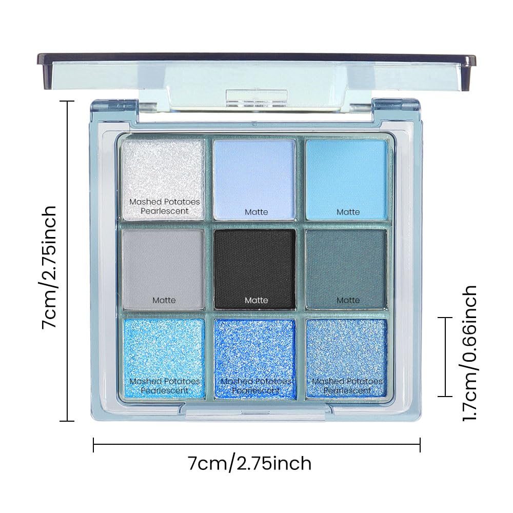 Matte Shimmer Light Blue Eye shadow Palette, Blue EyeShadow for Eye Makeup