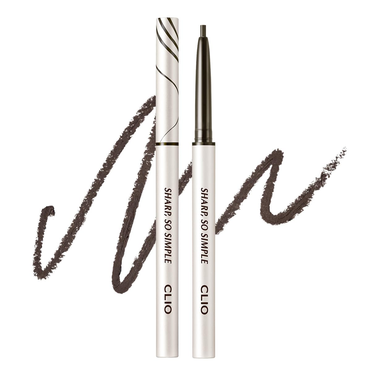 CLIO Sharp So Simple Waterproof Pencil Liner, 2mm Ultra-Slim Thin Precision Tip, Tug Free Glide, Smudge Proof Long Wear Formula, Safe for Sensitive Eyes, Easy Control For Daily Makeup (001 Black)