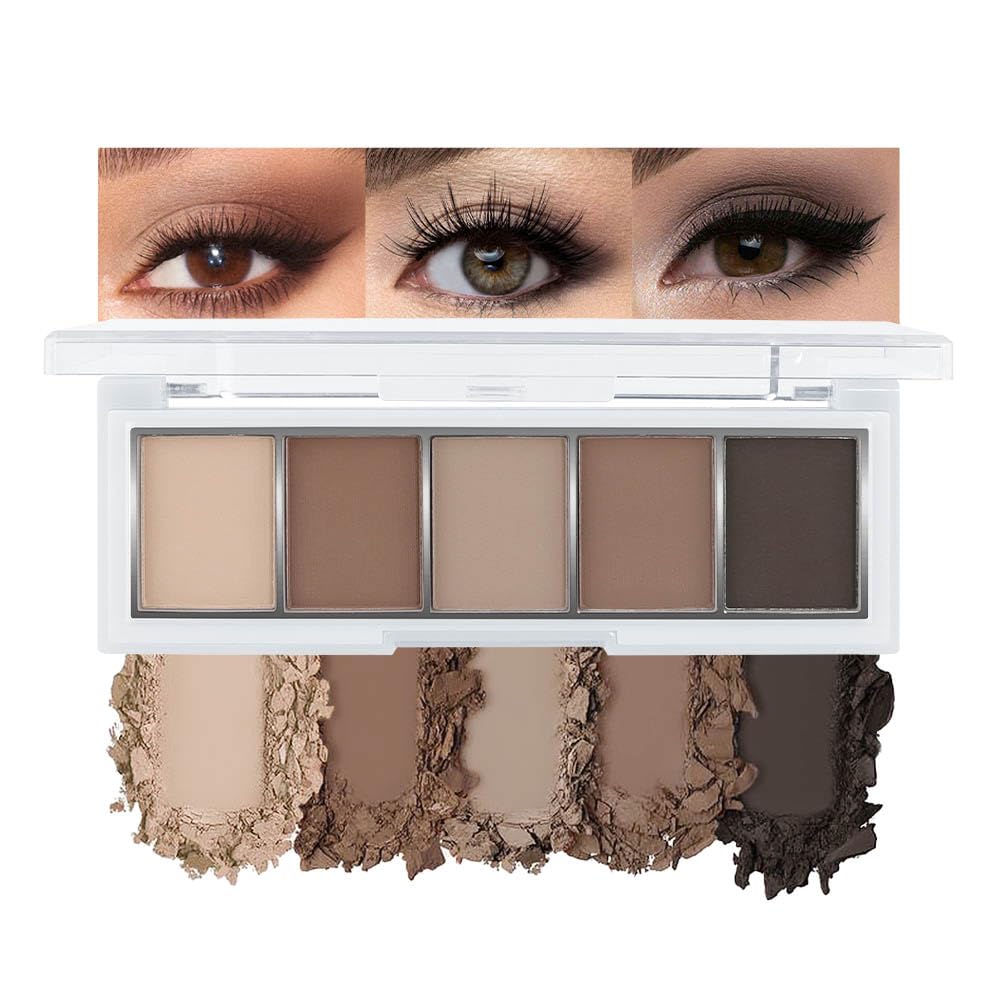 evpct Mauve Taupe Plum Matte Single Eye Shadow Palette Makeup for Older Women, Plum Lavender Purple Natural Cream Eyeshadow Palette for Green Eyes, High Pigment Mini Monochrome Eyeshadow