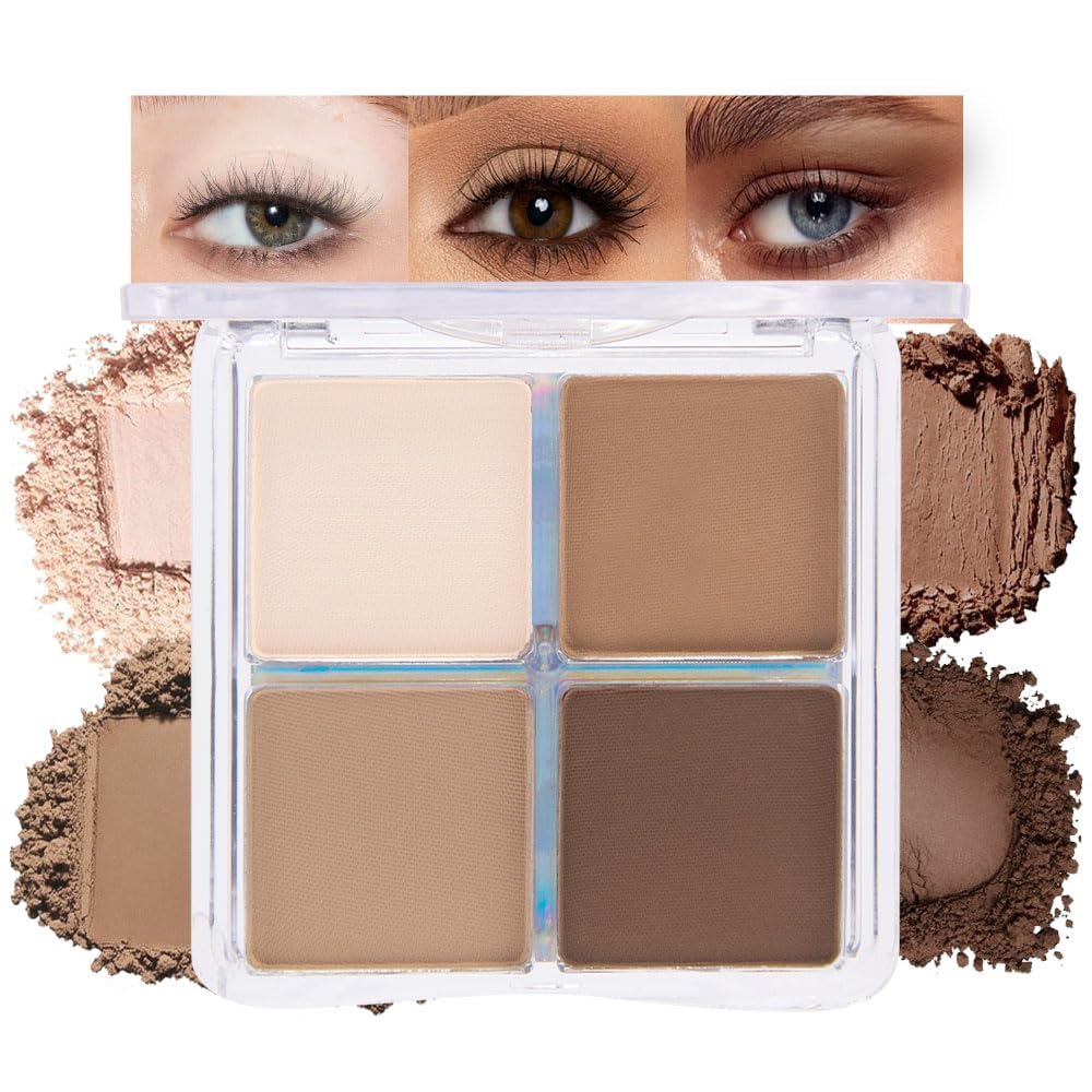 4 Colors Vanilla Nude Eyeshadow Palette, Light Beige Pink Ivory White Quads, Matte & Shimmer Soft Blendable Eye Shadow, Natural Everyday Makeup for Mature Skin, Vegan, Sombras de Ojos