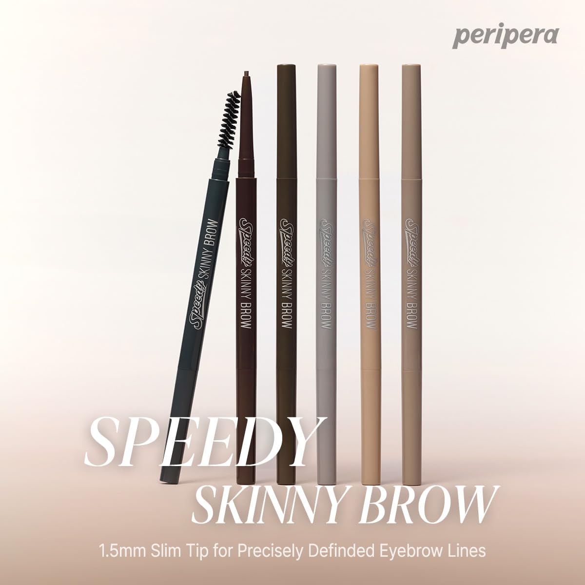 PERIPERA Speedy Skinny Brow (09 Taupe Brown),1.5mm Precise Eyebrow Pencil, Dual-Sided Fine Tip Shades, Define Fills Brow Make up, K Beauty, Korean Make-up, Safe for Sensitive Skin