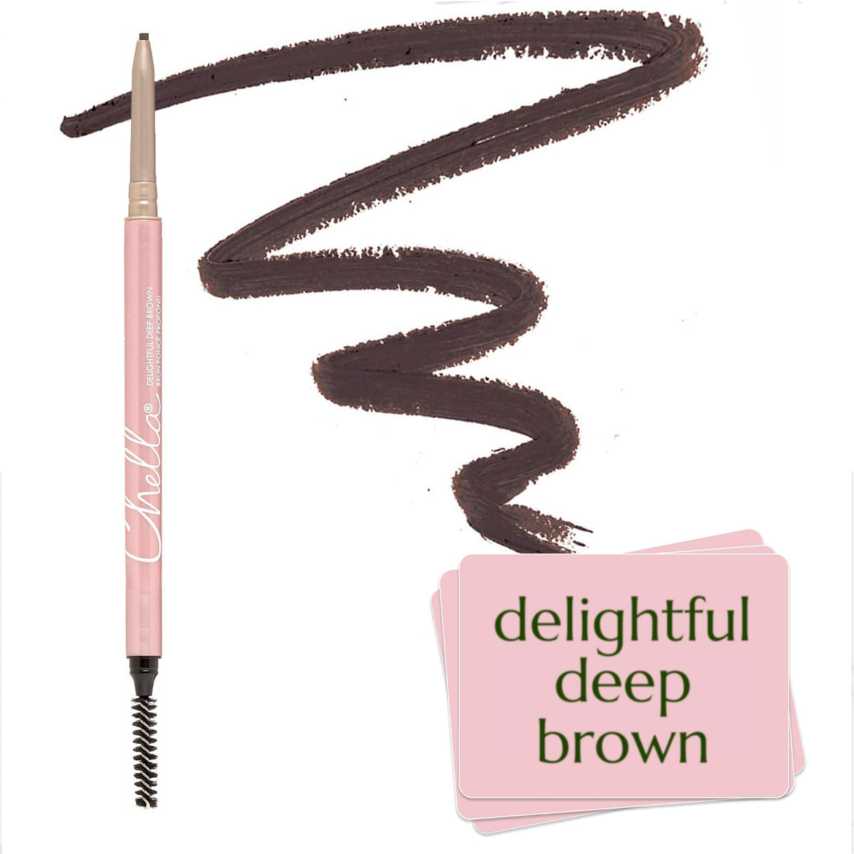 Chella Eyebrow Pencil, Long-Wear Definer with Precise Tip (Taupe)