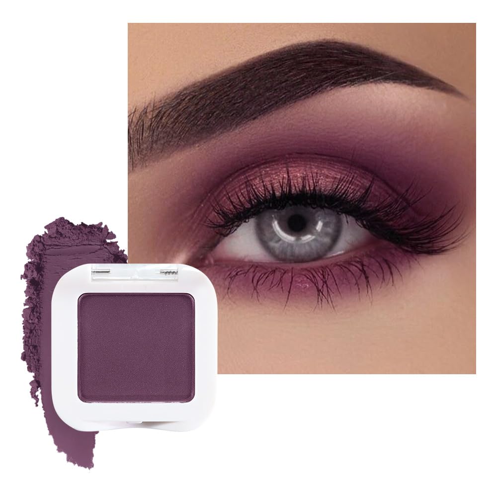 evpct Mauve Taupe Plum Matte Single Eye Shadow Palette Makeup for Older Women, Plum Lavender Purple Natural Cream Eyeshadow Palette for Green Eyes, High Pigment Mini Monochrome Eyeshadow