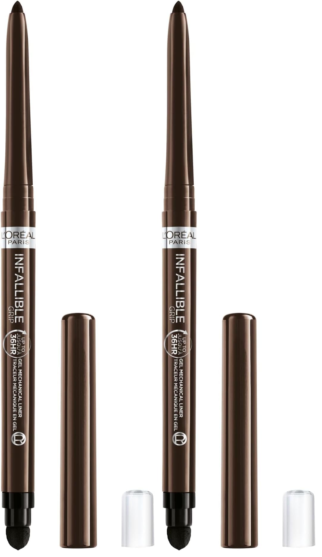 L'Oreal Paris Infallible Grip Mechanical Gel Eyeliner Pencil, Smudge-Resistant, Waterproof Eye Makeup with Up to 36HR Wear, Brown Denim, 0.01 Oz
