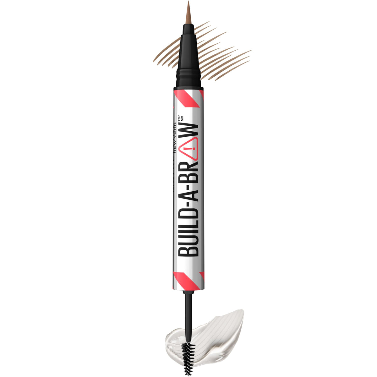 Maybelline Build-A-Brow 2-in-1 Brow Pen and Sealing Eyebrow Gel, Eyebrow Makeup for Real-Looking, Fuller Brows, Black Brown, 1 Count