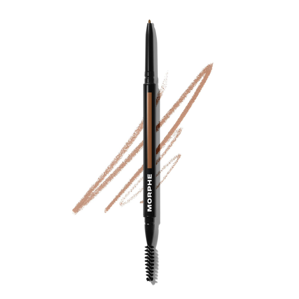 Morphe Micro Dual Eyebrow Pencil - Dual-Ended Brow Pencil Featuring a Retractable, Ultra-Precise, Pointed Tip - Richly Pigmented, Smooth-Gliding, Long-Lasting Wax Formula - Chocolate Mousse (0.003 oz)