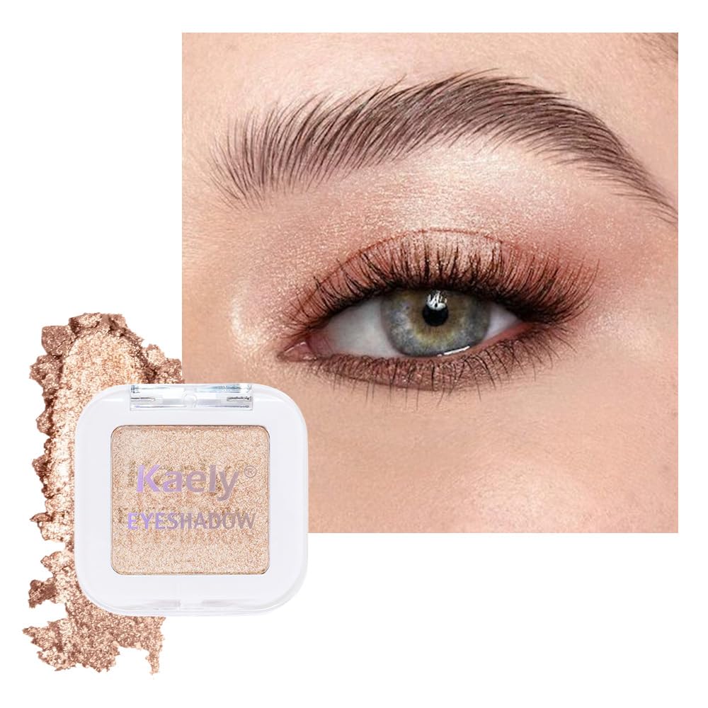 Kaely Dusty Pink Champagne Shimmer Single Eyeshadow Makeup, Rose Gold Neutral Powder Matte Eye Shadow for Older Women, Monochrome Eye Shadow Palette Pigmented Waterproof, Lightweight Blendable, 03