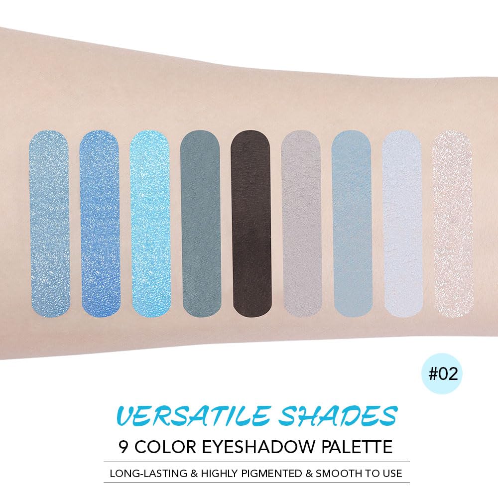 Matte Shimmer Light Blue Eye shadow Palette, Blue EyeShadow for Eye Makeup