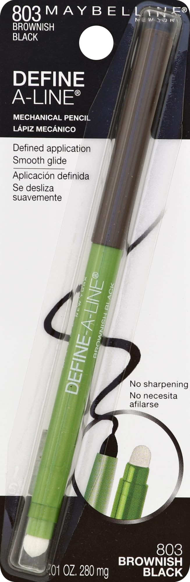 MAYBELLINE New York Define-A-Line Eyeliner, Ebony Black, 0.01 Ounce