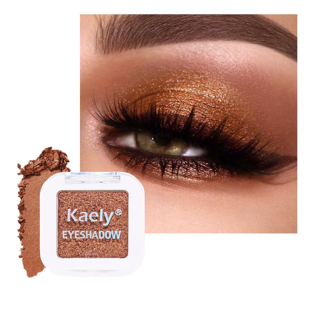 Kaely Dusty Pink Champagne Shimmer Single Eyeshadow Makeup, Rose Gold Neutral Powder Matte Eye Shadow for Older Women, Monochrome Eye Shadow Palette Pigmented Waterproof, Lightweight Blendable, 03