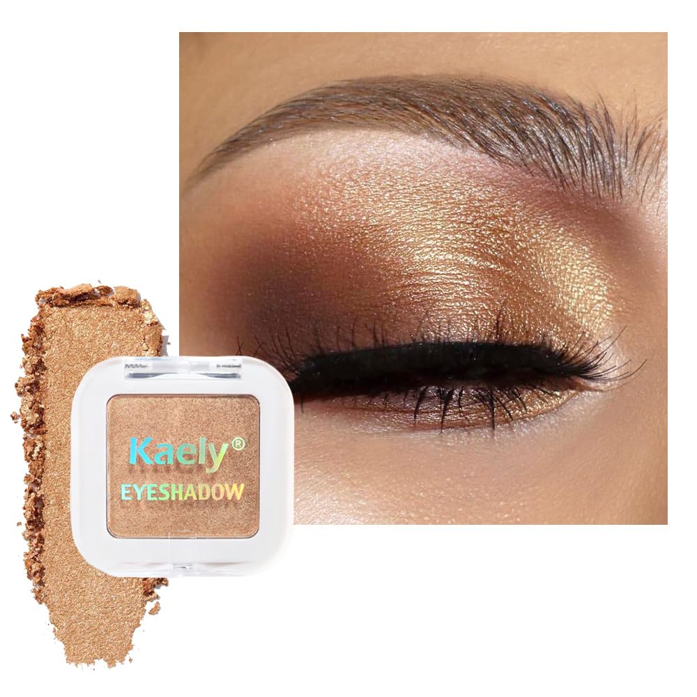 Kaely Dusty Pink Champagne Shimmer Single Eyeshadow Makeup, Rose Gold Neutral Powder Matte Eye Shadow for Older Women, Monochrome Eye Shadow Palette Pigmented Waterproof, Lightweight Blendable, 03