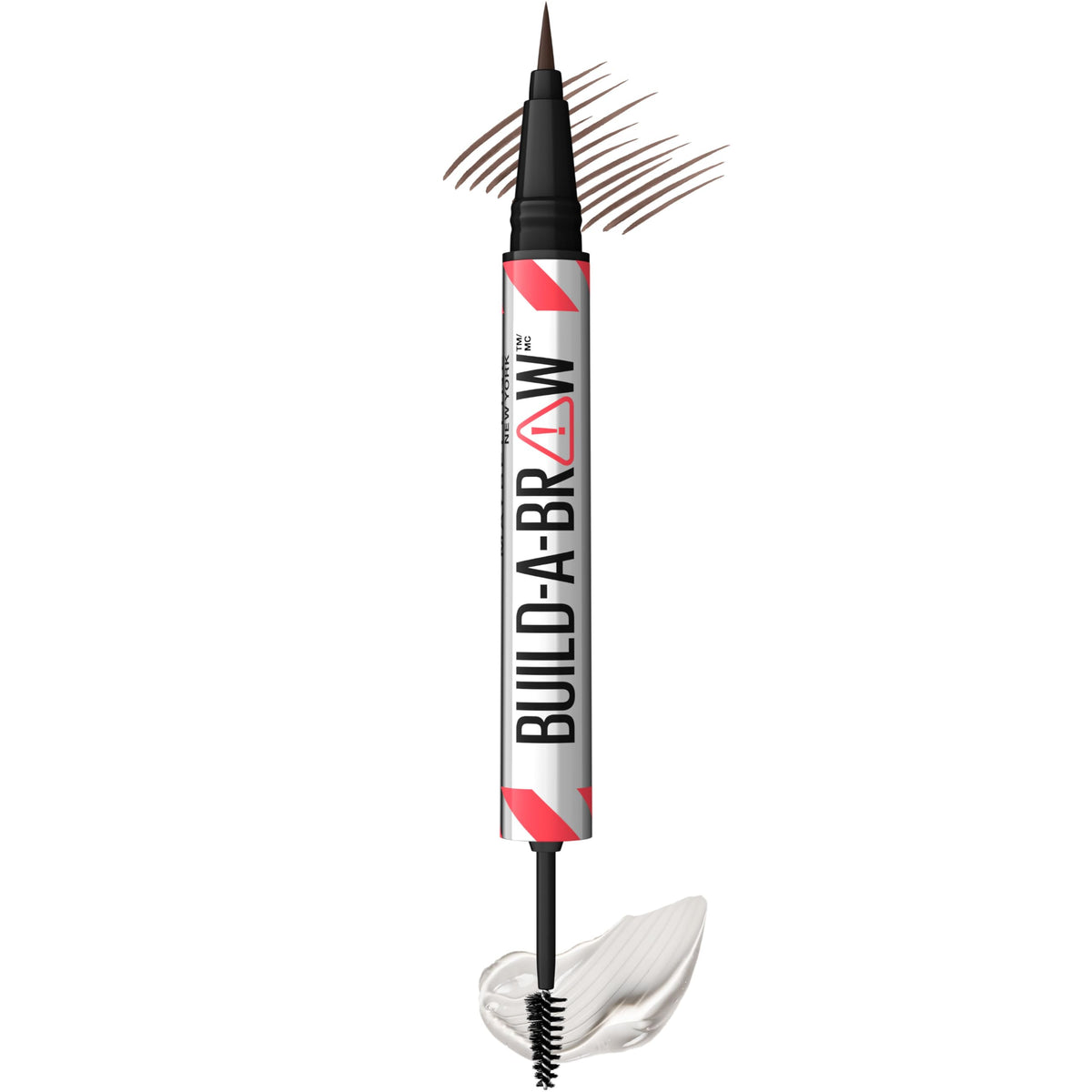 Maybelline Build-A-Brow 2-in-1 Brow Pen and Sealing Eyebrow Gel, Eyebrow Makeup for Real-Looking, Fuller Brows, Black Brown, 1 Count
