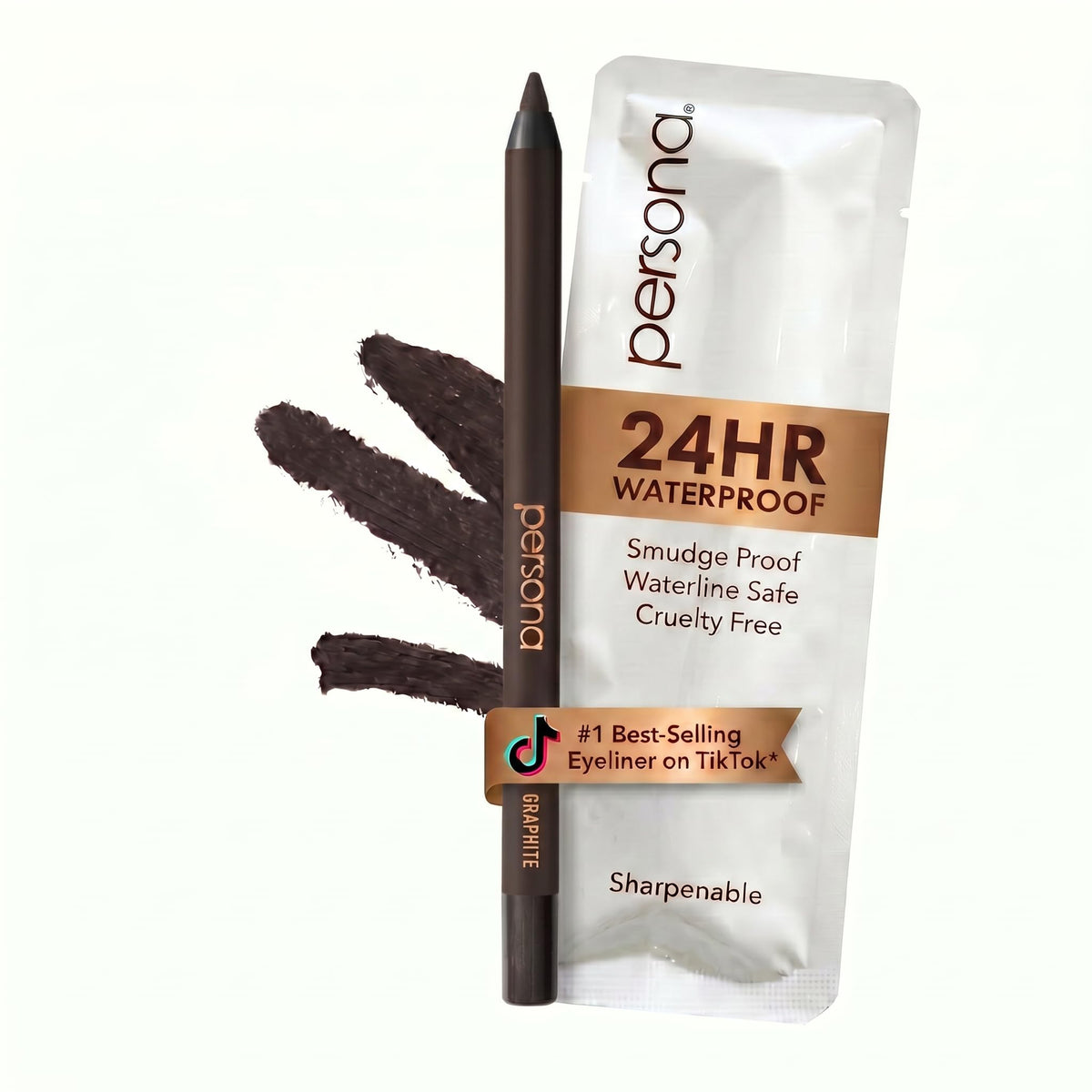 PERSONA 24HR Chocolate Waterproof Eyeliner Pencil, Creamy & Sharpenable