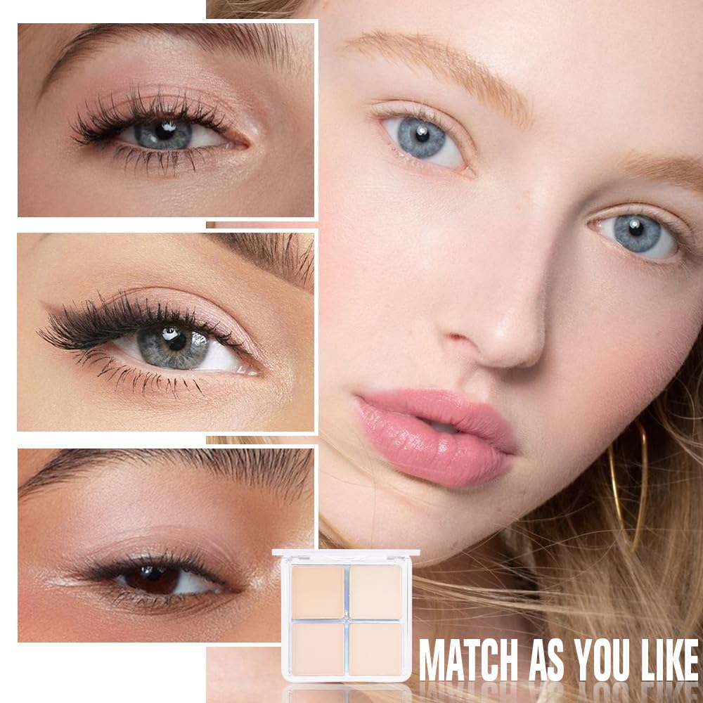 4 Colors Vanilla Nude Eyeshadow Palette, Light Beige Pink Ivory White Quads, Matte & Shimmer Soft Blendable Eye Shadow, Natural Everyday Makeup for Mature Skin, Vegan, Sombras de Ojos