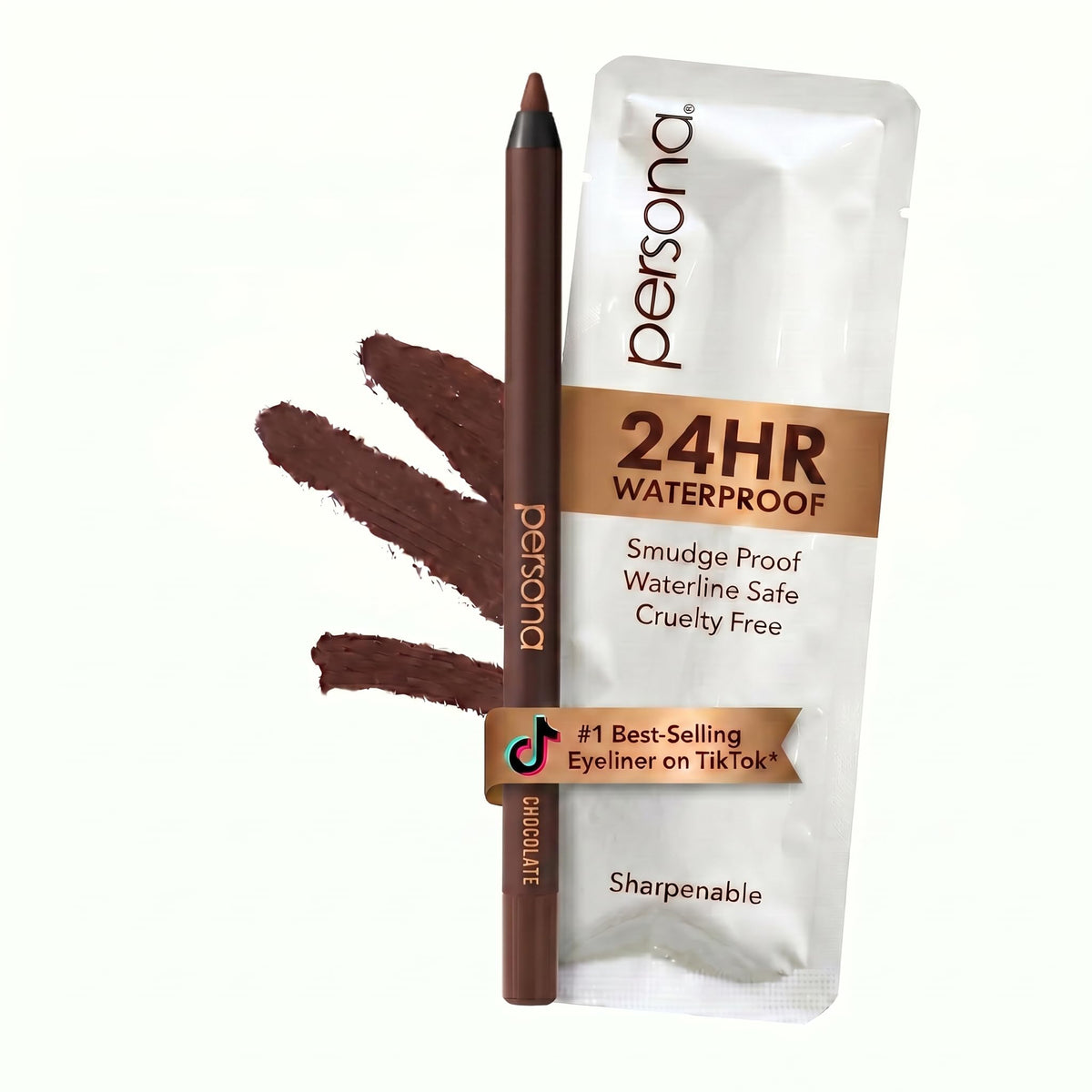 PERSONA 24HR Chocolate Waterproof Eyeliner Pencil, Creamy & Sharpenable