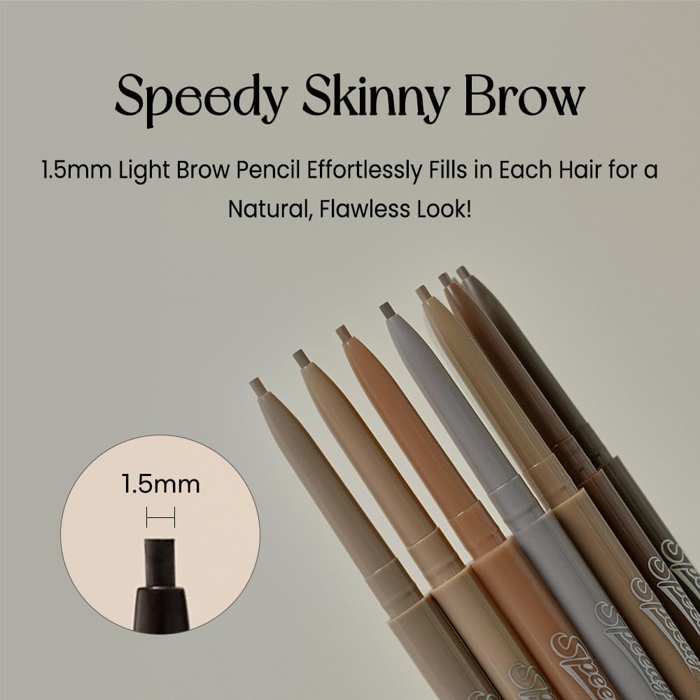 PERIPERA Speedy Skinny Brow (09 Taupe Brown),1.5mm Precise Eyebrow Pencil, Dual-Sided Fine Tip Shades, Define Fills Brow Make up, K Beauty, Korean Make-up, Safe for Sensitive Skin