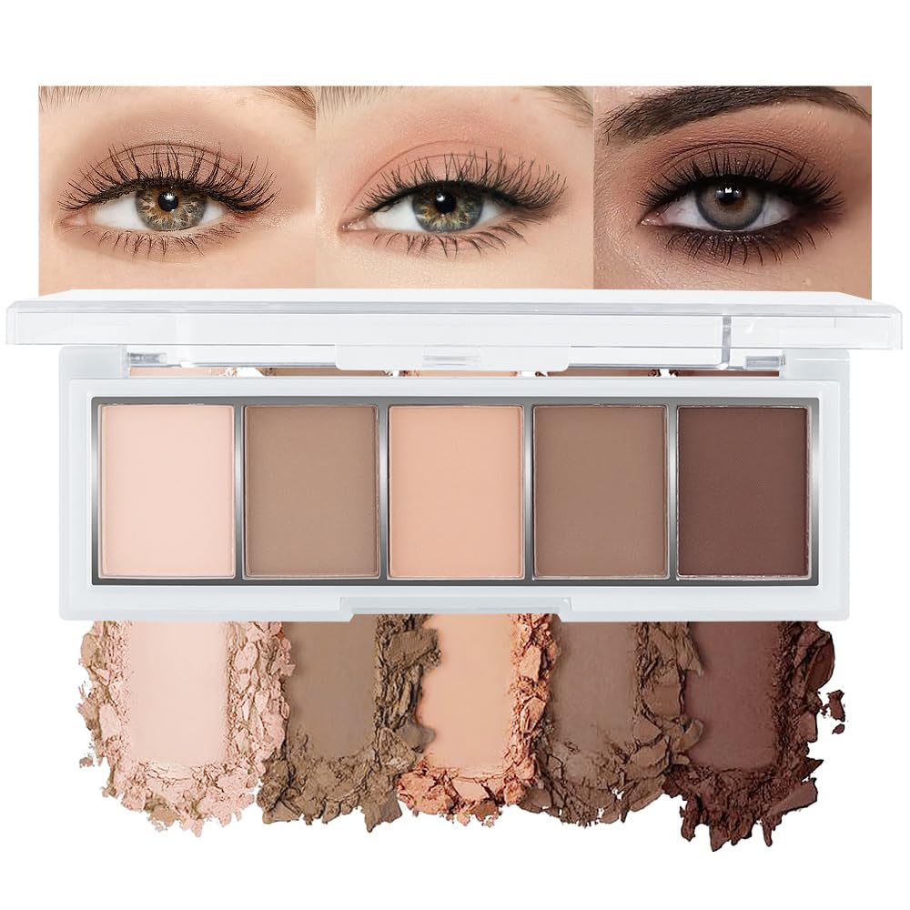 evpct Mauve Taupe Plum Matte Single Eye Shadow Palette Makeup for Older Women, Plum Lavender Purple Natural Cream Eyeshadow Palette for Green Eyes, High Pigment Mini Monochrome Eyeshadow