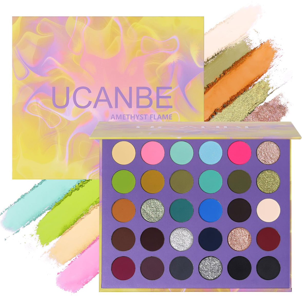 UCANBE EXOTIC FLAVORS Neon Eyeshadow Makeup Palette - 48 Colorful High Pigmented - Rainbow Matte Shimmer Glitter Eye Shadow Make Up Pallet Gift Set
