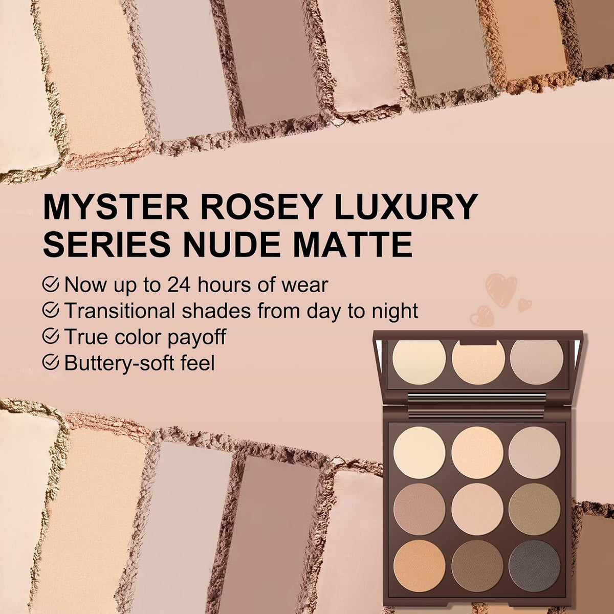 MYSTER ROSEY Matte Eyeshadow Palette, Neutral Nude Eye Shadow Palettes