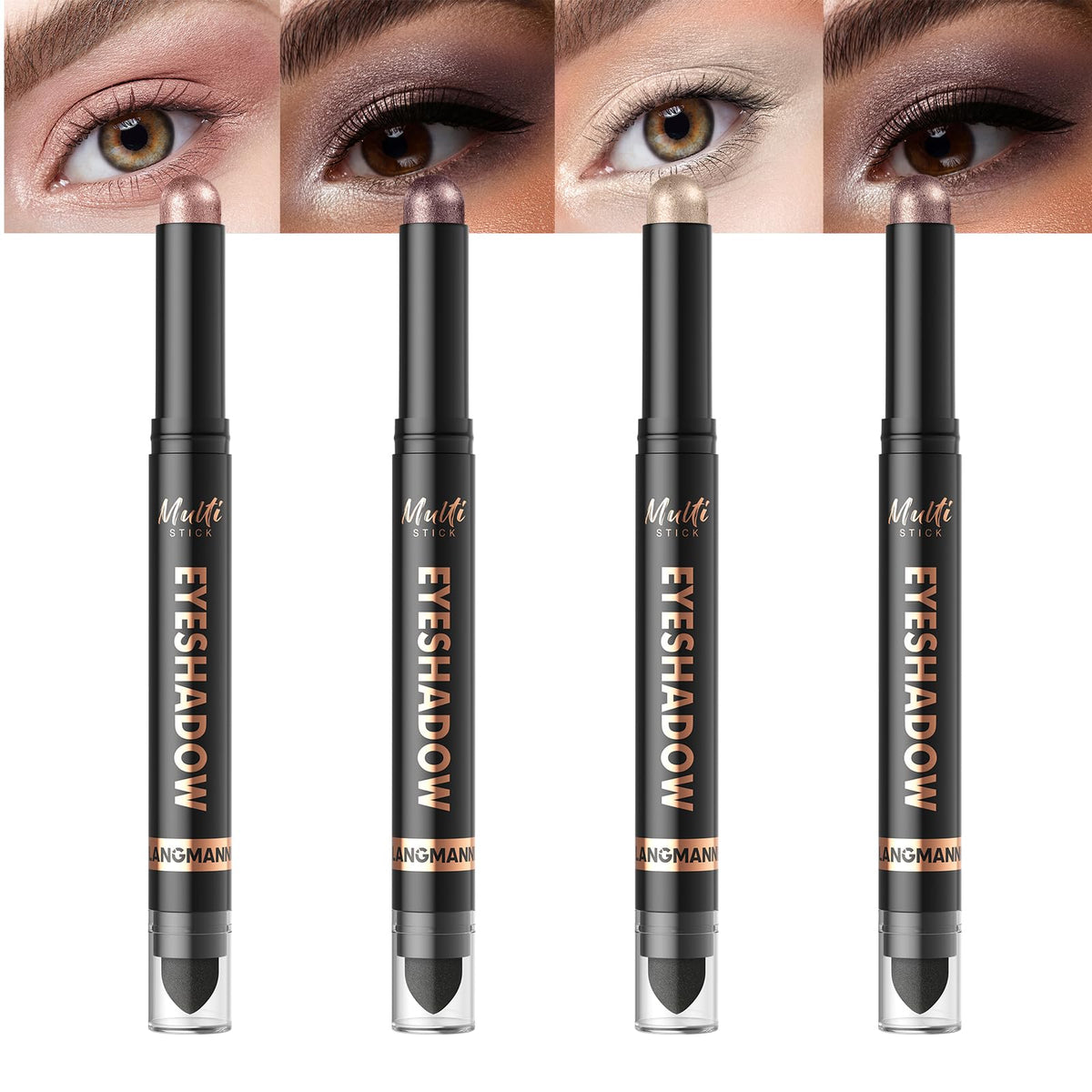 LANGMANNI 8 Color Waterproof Dual-Ended Eyeshadow Stick Set, Eye Makeup #A
