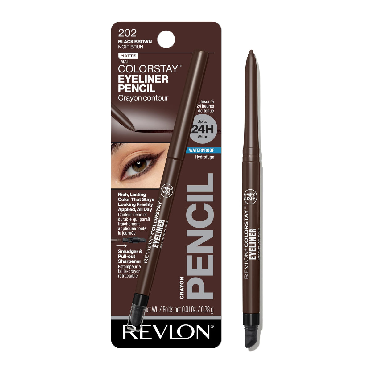 Revlon ColorStay Pencil Waterproof Eyeliner, 201 Black, 2 pack