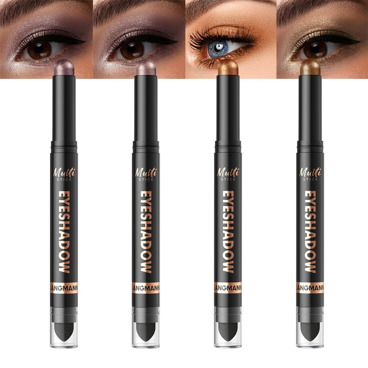 LANGMANNI 8 Color Waterproof Dual-Ended Eyeshadow Stick Set, Eye Makeup #A