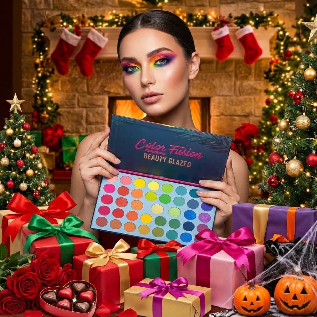 39 Colors Colorful Rainbow Eyeshadow Palette, Matte Metallic Shimmer