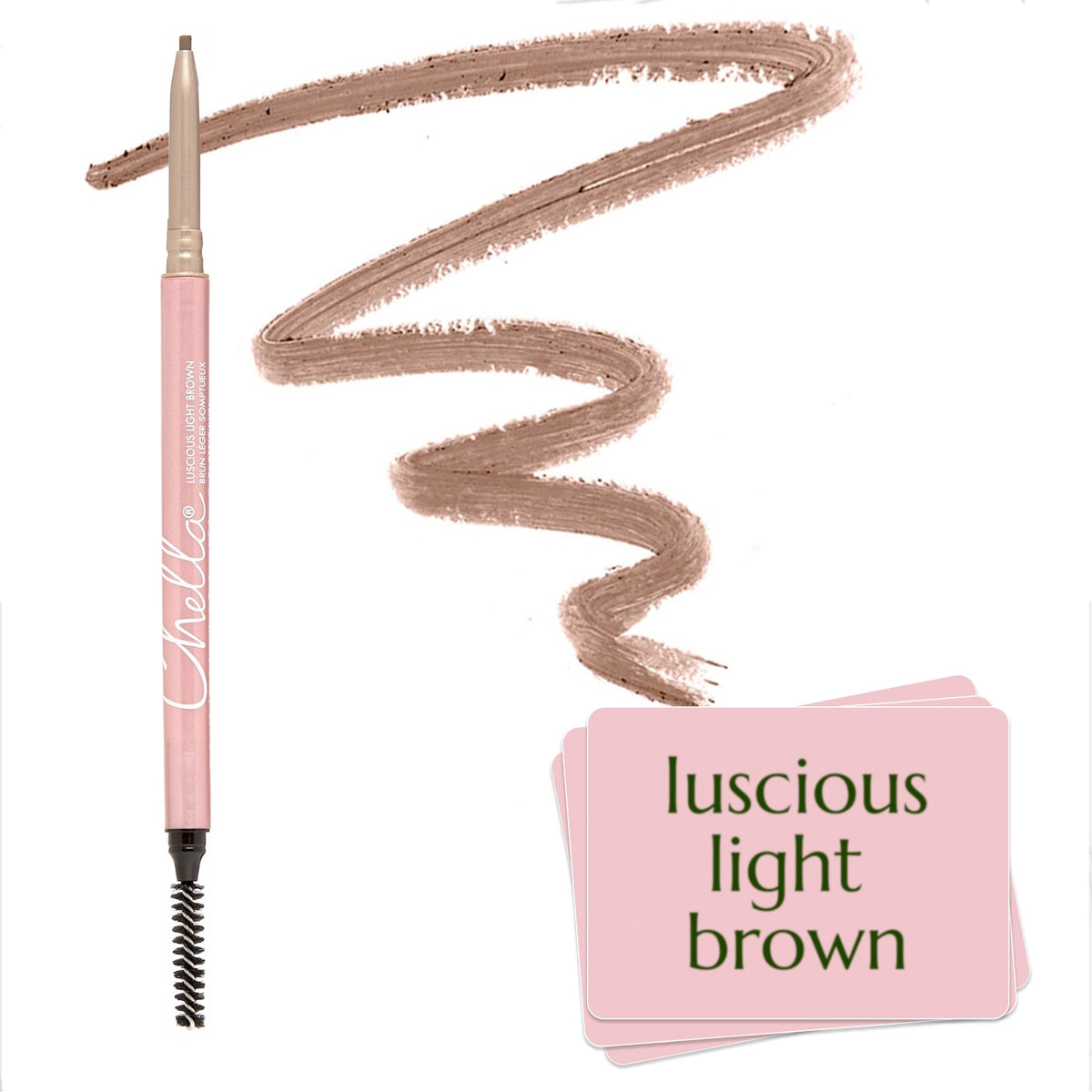 Chella Eyebrow Pencil, Long-Wear Definer with Precise Tip (Taupe)